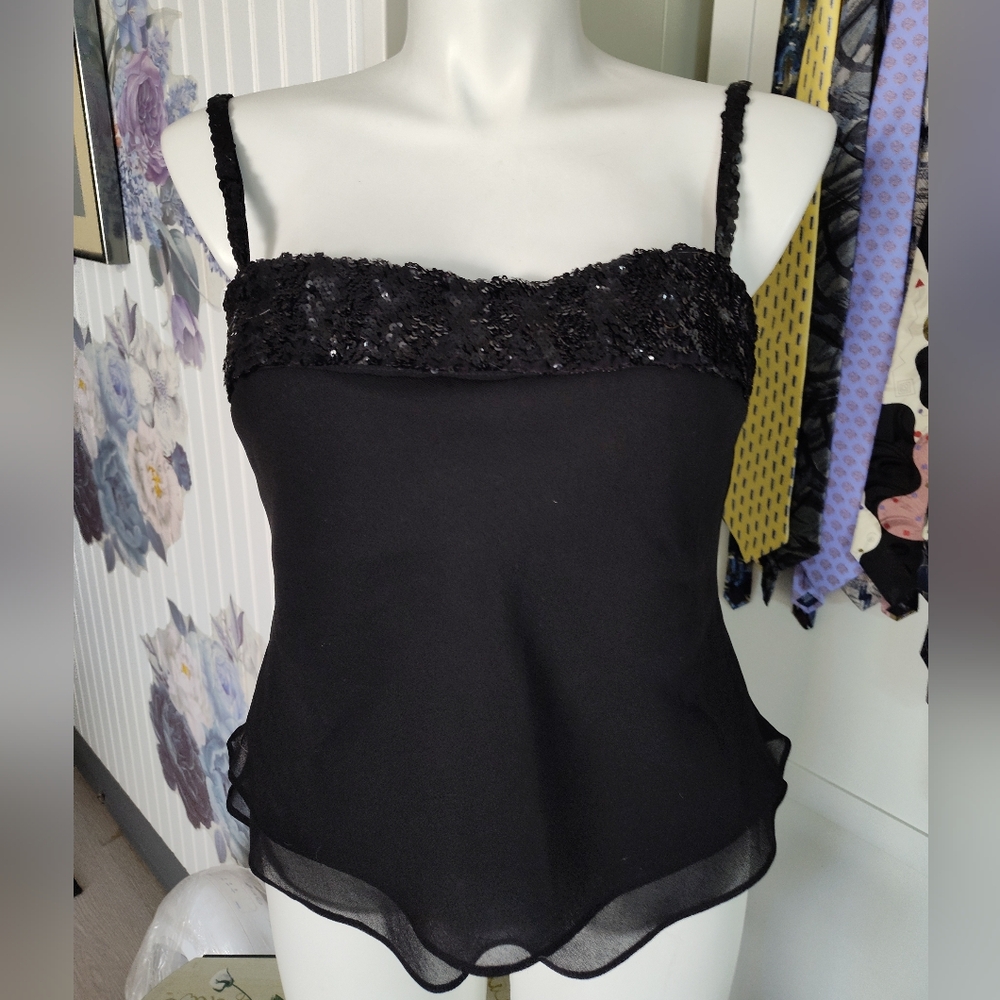 R&M Richards Vintage Sequin Sz 16 Petite (Will Fit 14 To 16) Evening Cami Top